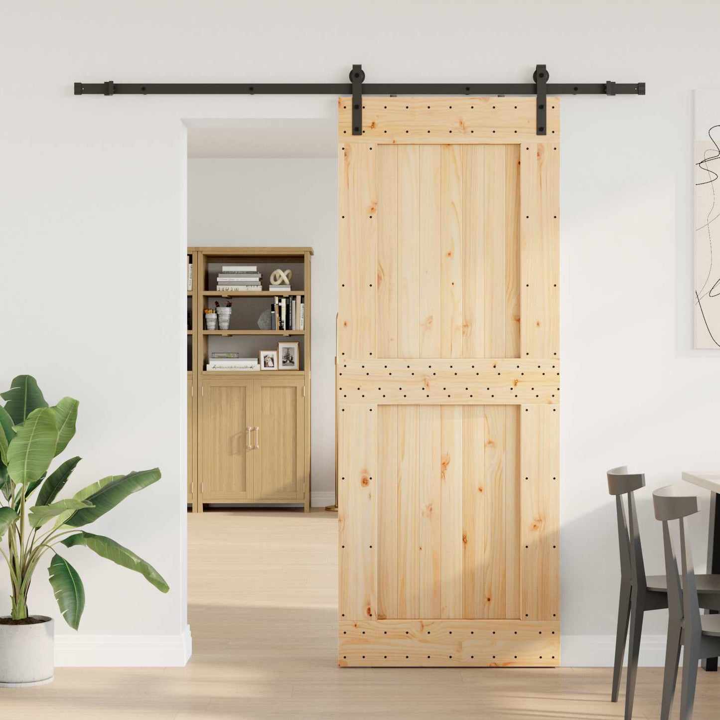 Skydedør NARVIK 90 x 210 cm (213,5 cm) Naturfarvet og sort