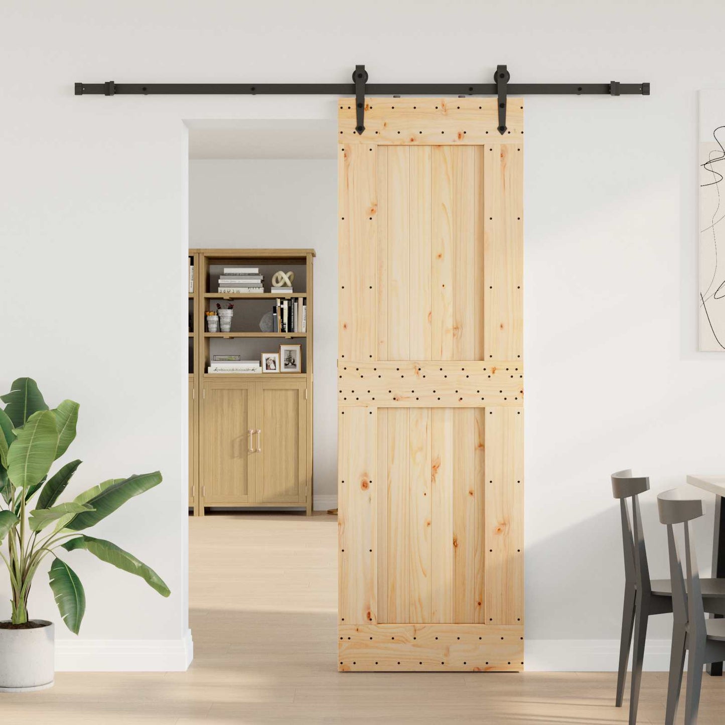 Skydedør NARVIK Naturfarvet og sort 70 x 210 cm (213,5 cm)
