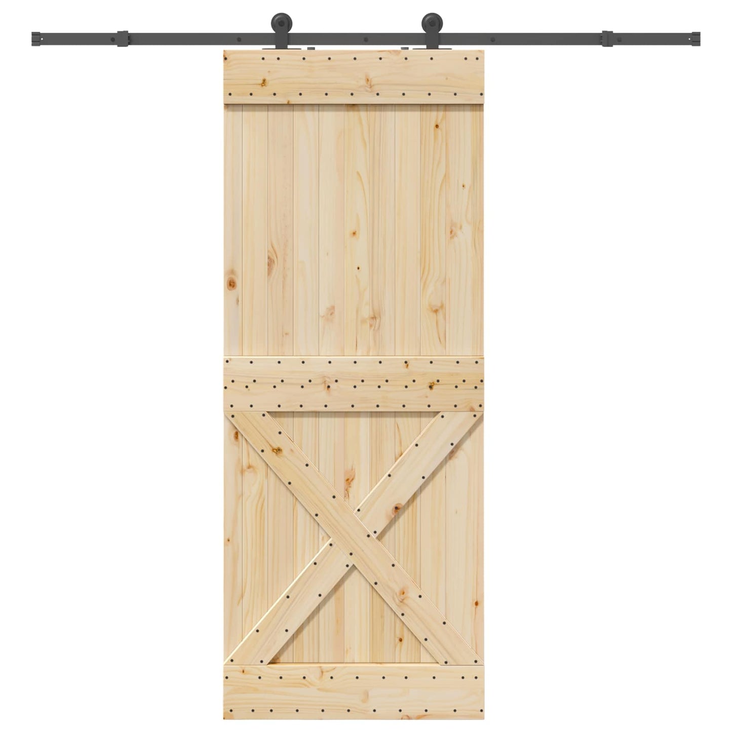 Skydedør NARVIK Naturfarvet og sort 90 x 210 cm (213,5 cm)