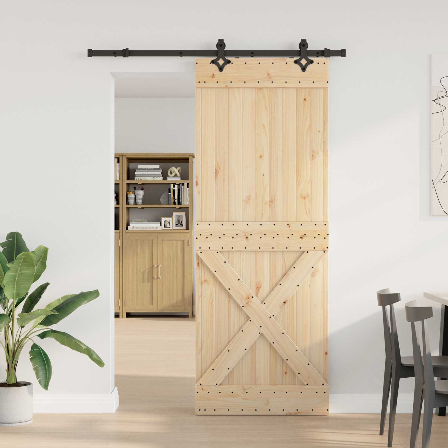 Skydedør NARVIK Naturfarvet og sort 85 x 210 cm (152,5 cm)