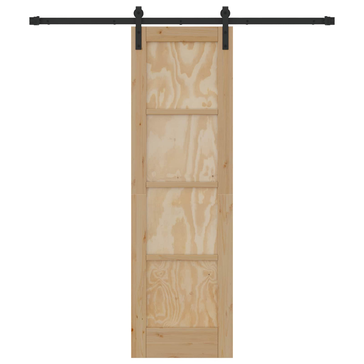 Skydedør 61 x 198,5 cm Massivt fyrretræ Naturfarvet og sort
