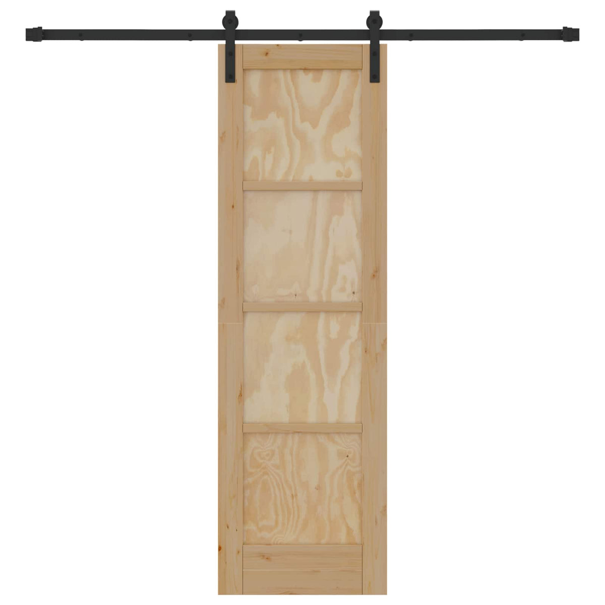 Skydedør 61 x 198,5 cm Massivt fyrretræ Naturfarvet og sort