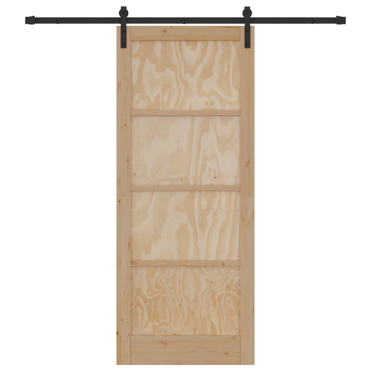 Skydedør 86 x 211 cm Massivt fyrretræ Naturfarvet og sort
