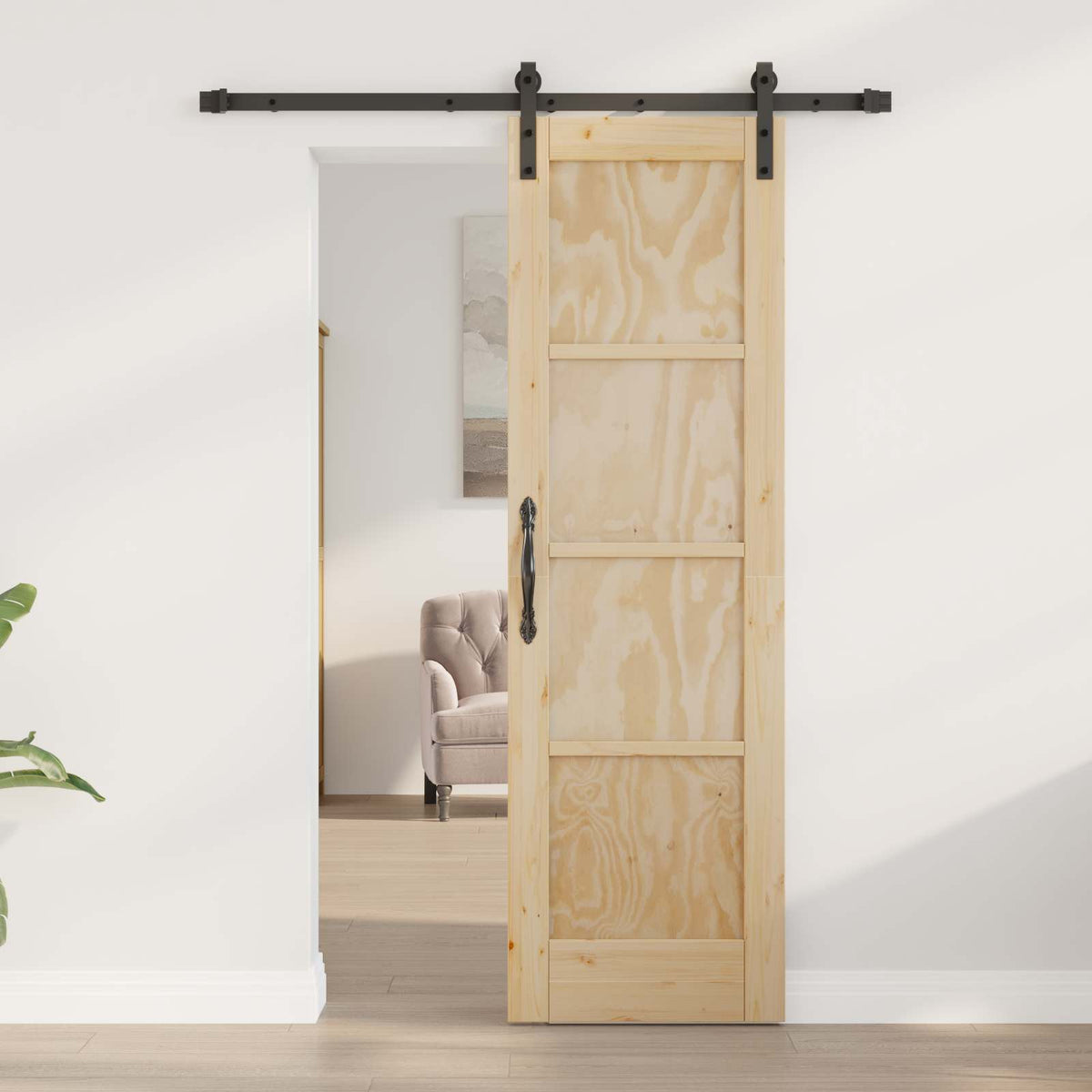 Skydedør Naturfarvet 61 x 198,5 cm Massivt fyrretræ