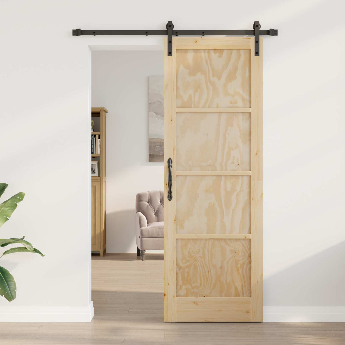 Skydedør Naturfarvet 73,5 x 211 cm Massivt fyrretræ
