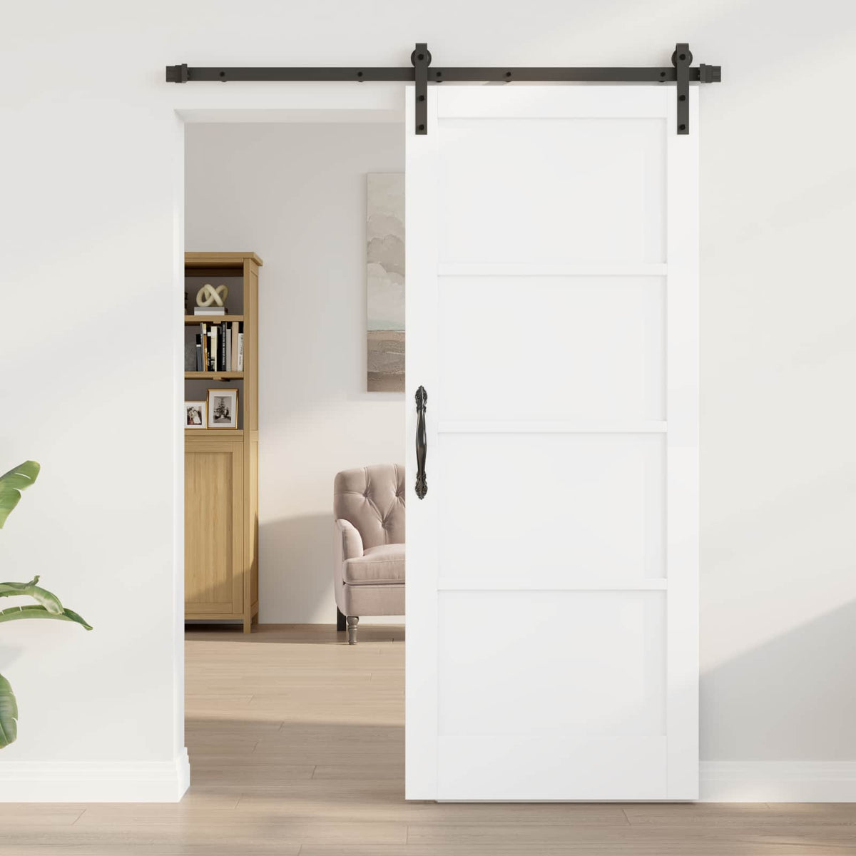Skydedør Hvid 83 x 202 cm Massivt fyrretræ