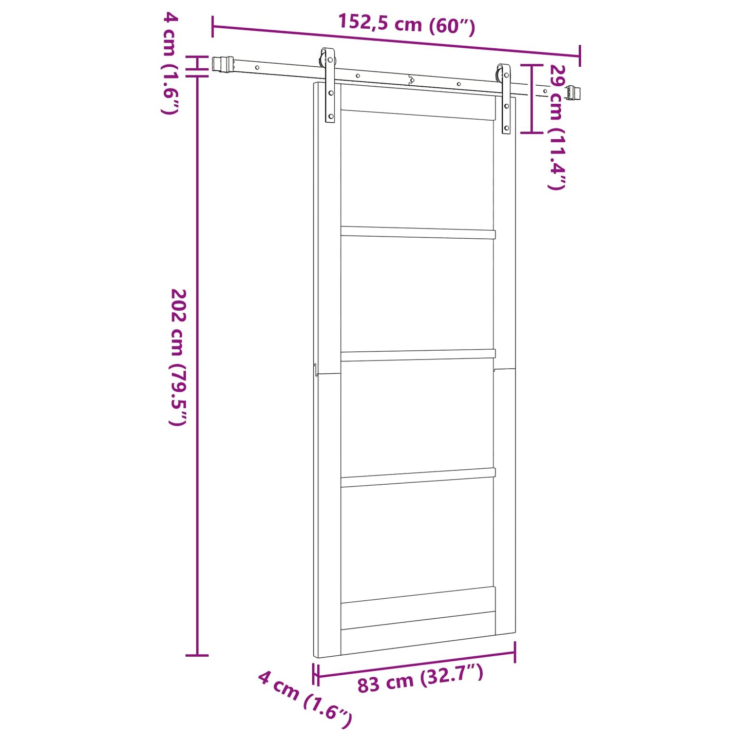 Skydedør Hvid 83 x 202 cm Massivt fyrretræ
