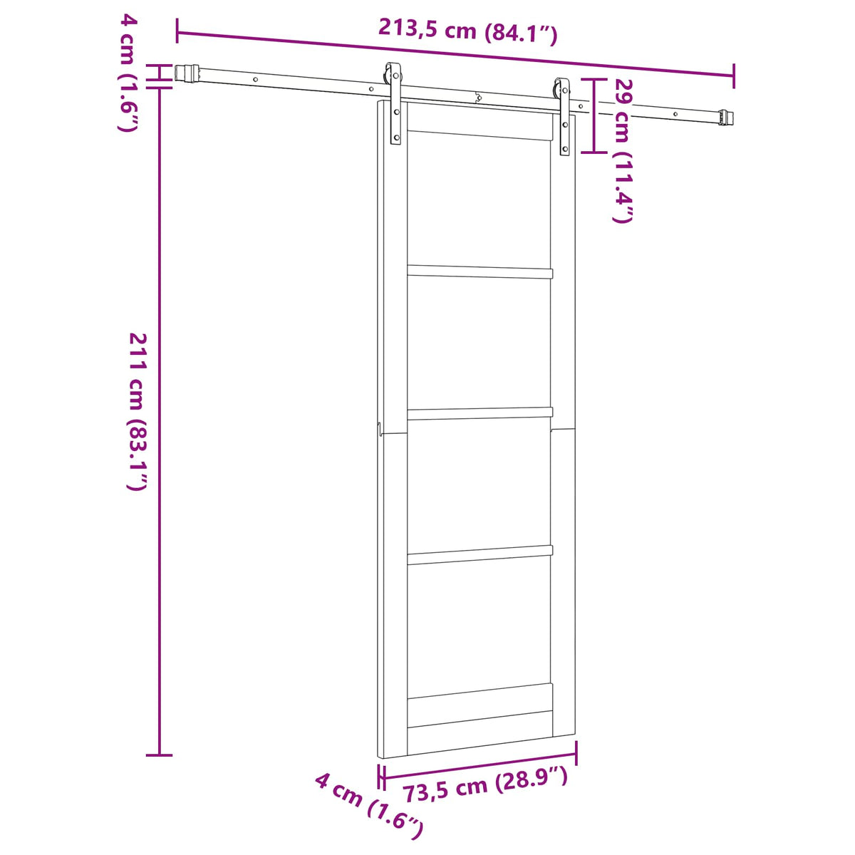 Skydedør Naturfarvet 73,5 x 211 cm Massivt fyrretræ