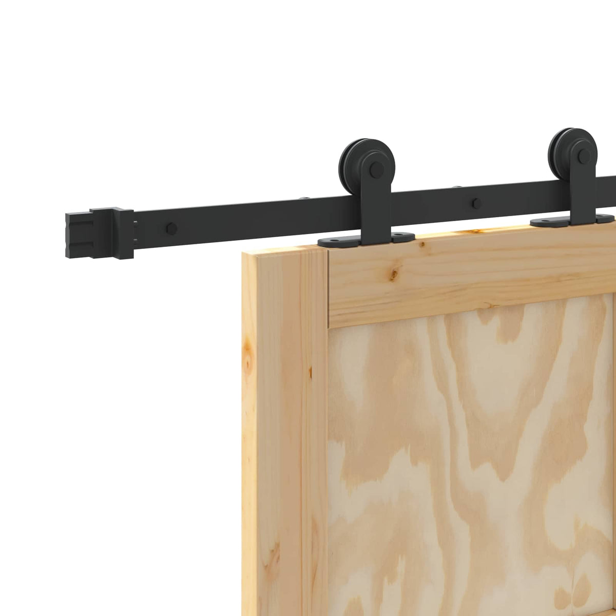 Skydedør Naturfarvet og sort 86 x 198,5 cm Massivt fyrretræ