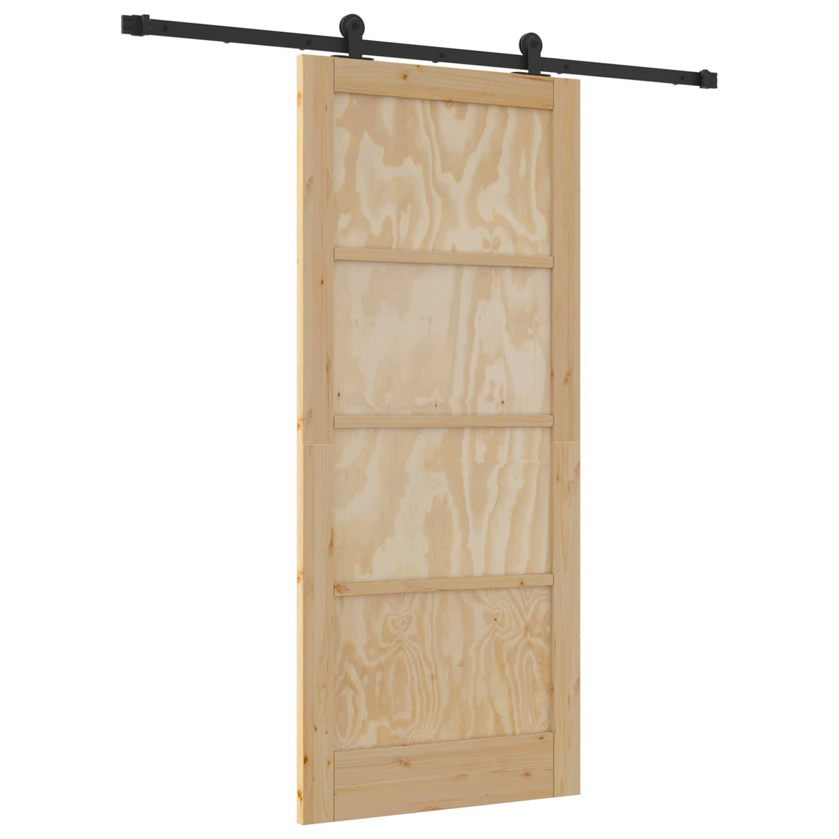 Skydedør Naturfarvet og sort 86 x 198,5 cm Massivt fyrretræ
