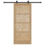 Skydedør Naturfarvet og sort 86 x 198,5 cm Massivt fyrretræ
