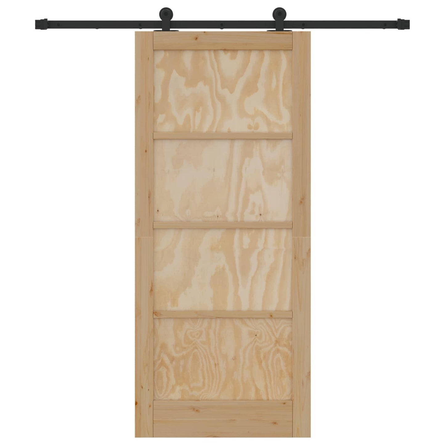 Skydedør Naturfarvet og sort 86 x 198,5 cm Massivt fyrretræ