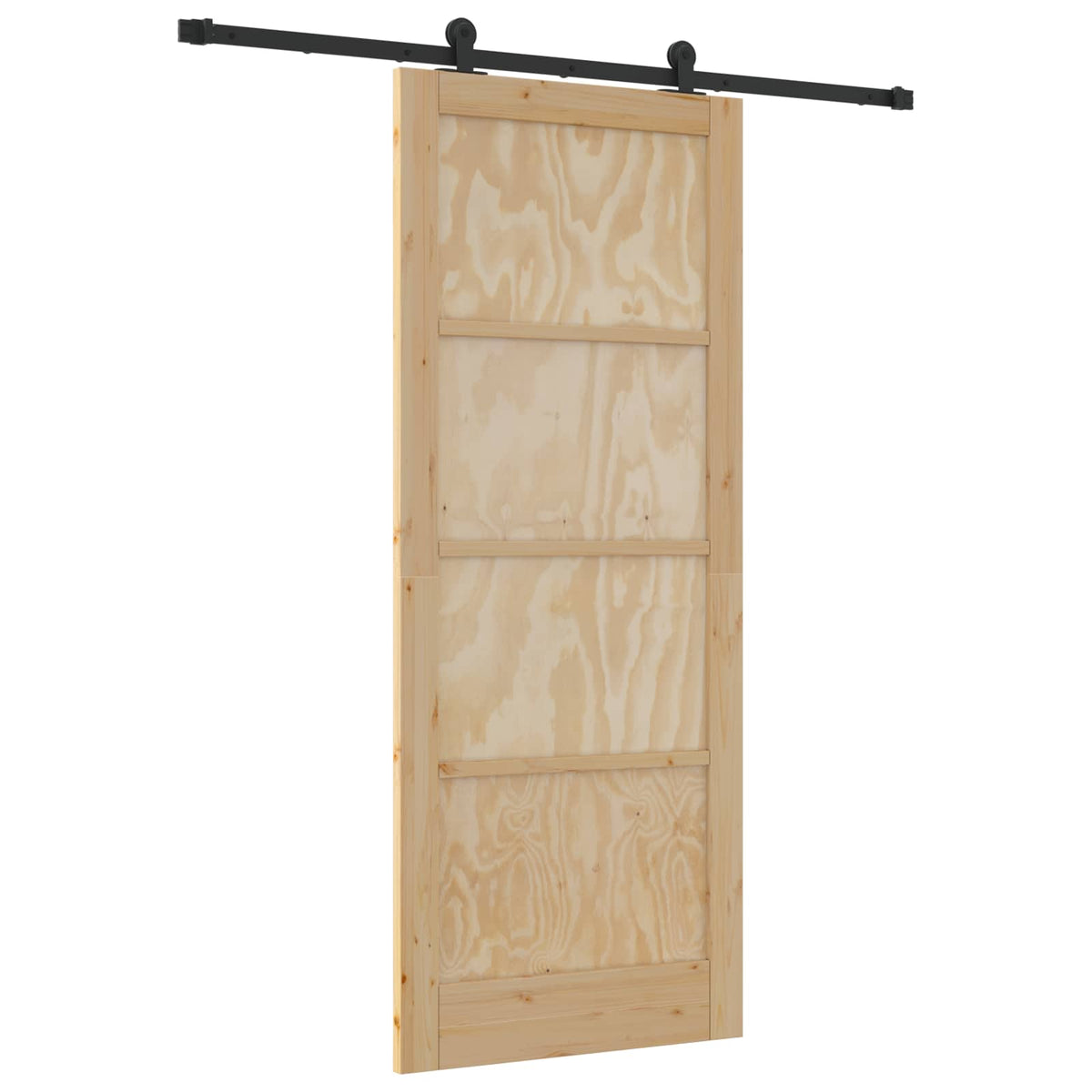 Skydedør Naturfarvet og sort 86 x 211 cm Massivt fyrretræ