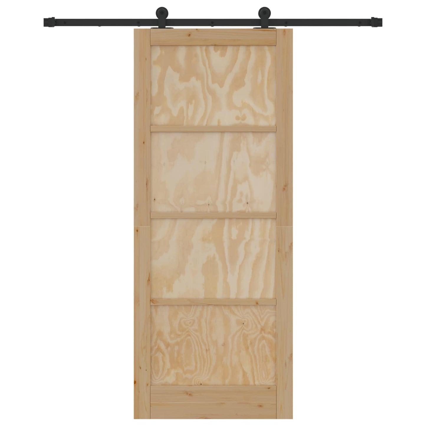 Skydedør Naturfarvet og sort 86 x 211 cm Massivt fyrretræ