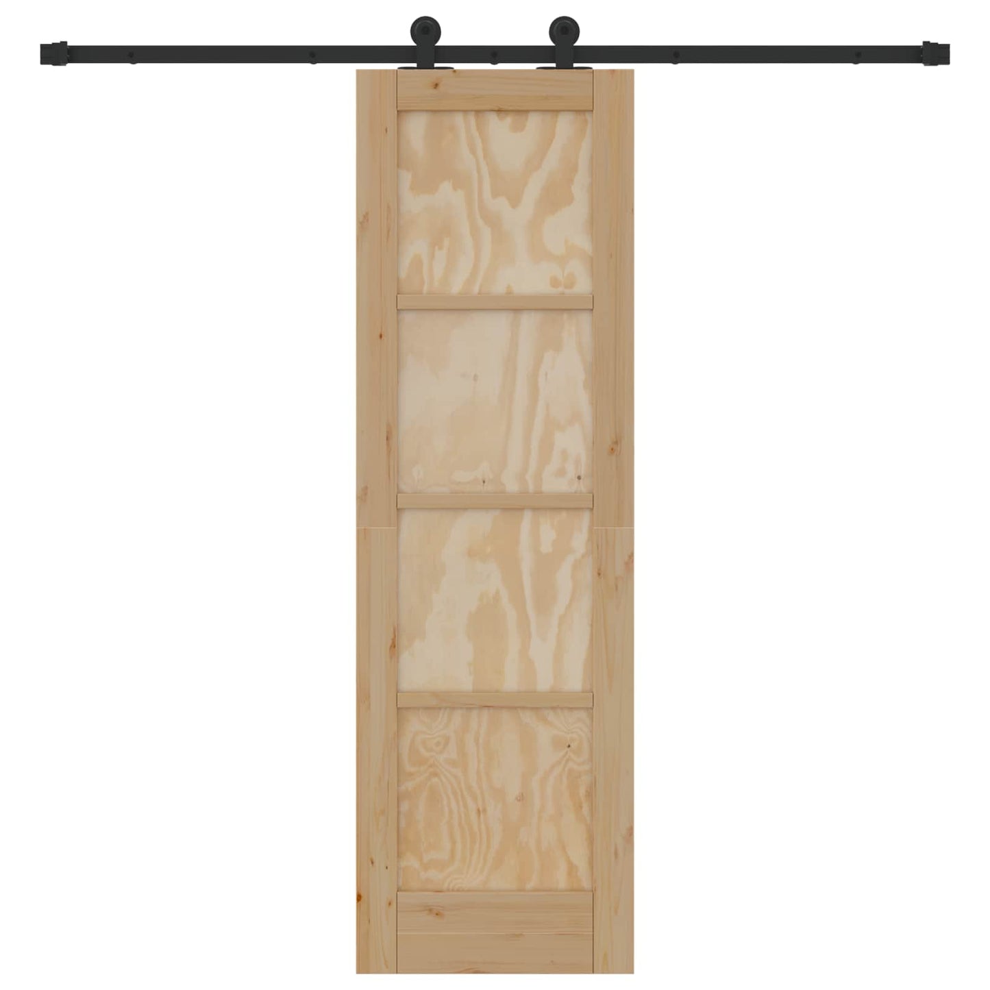 Skydedør Naturfarvet og sort 61 x 198,5 cm Massivt fyrretræ