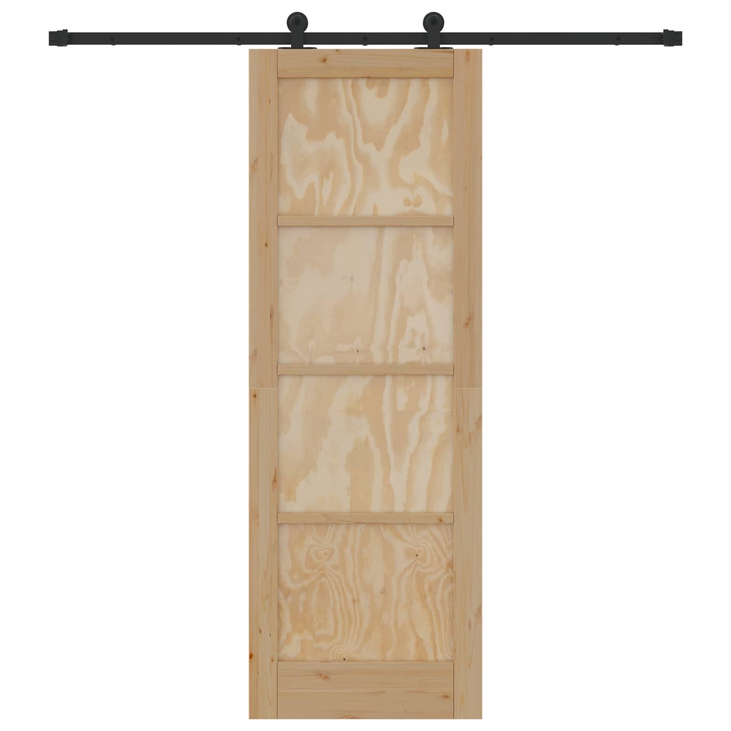 Skydedør Naturfarvet og sort 73,5 x 211 cm Massivt fyrretræ