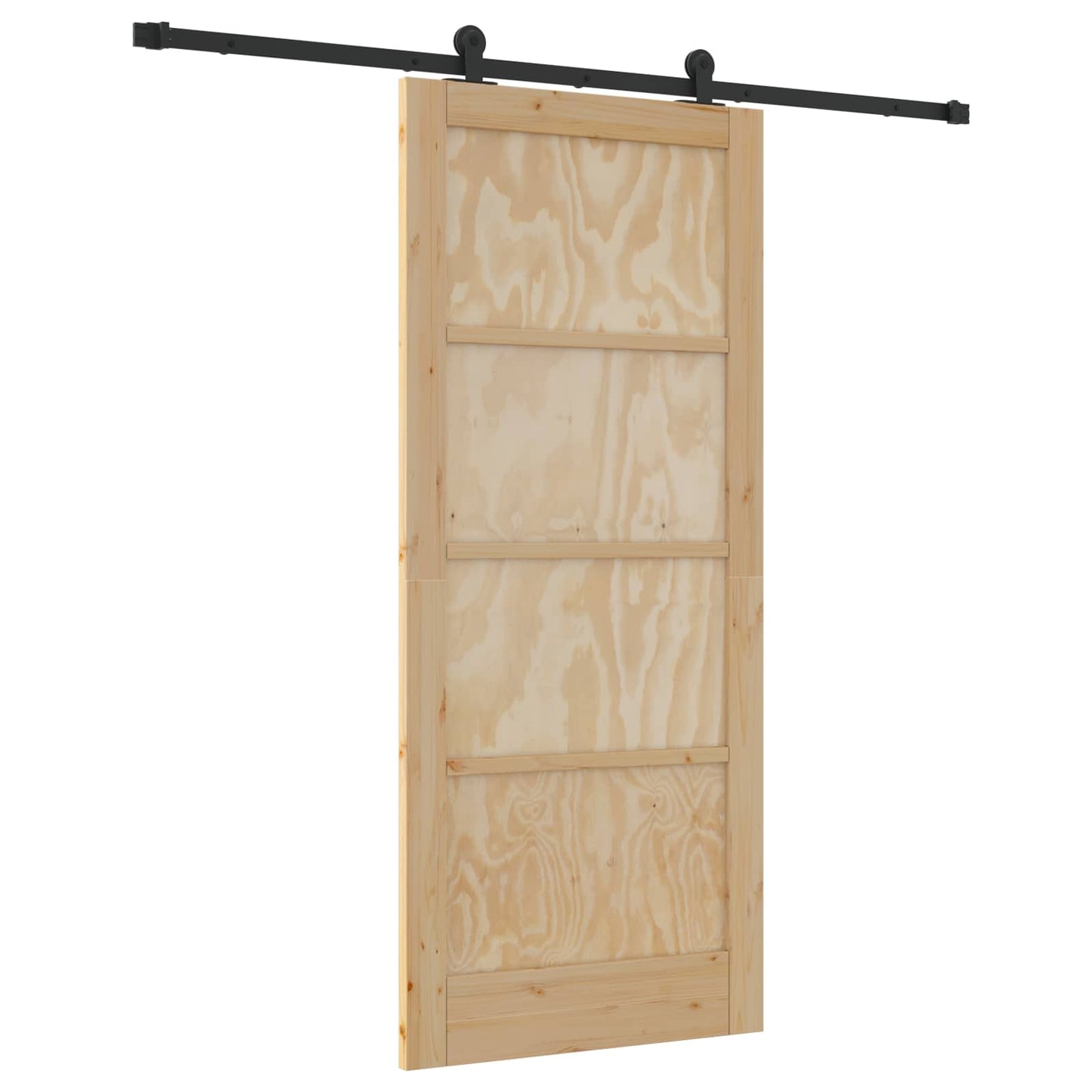 Skydedør Naturfarvet og sort 86 x 198,5 cm Massivt fyrretræ