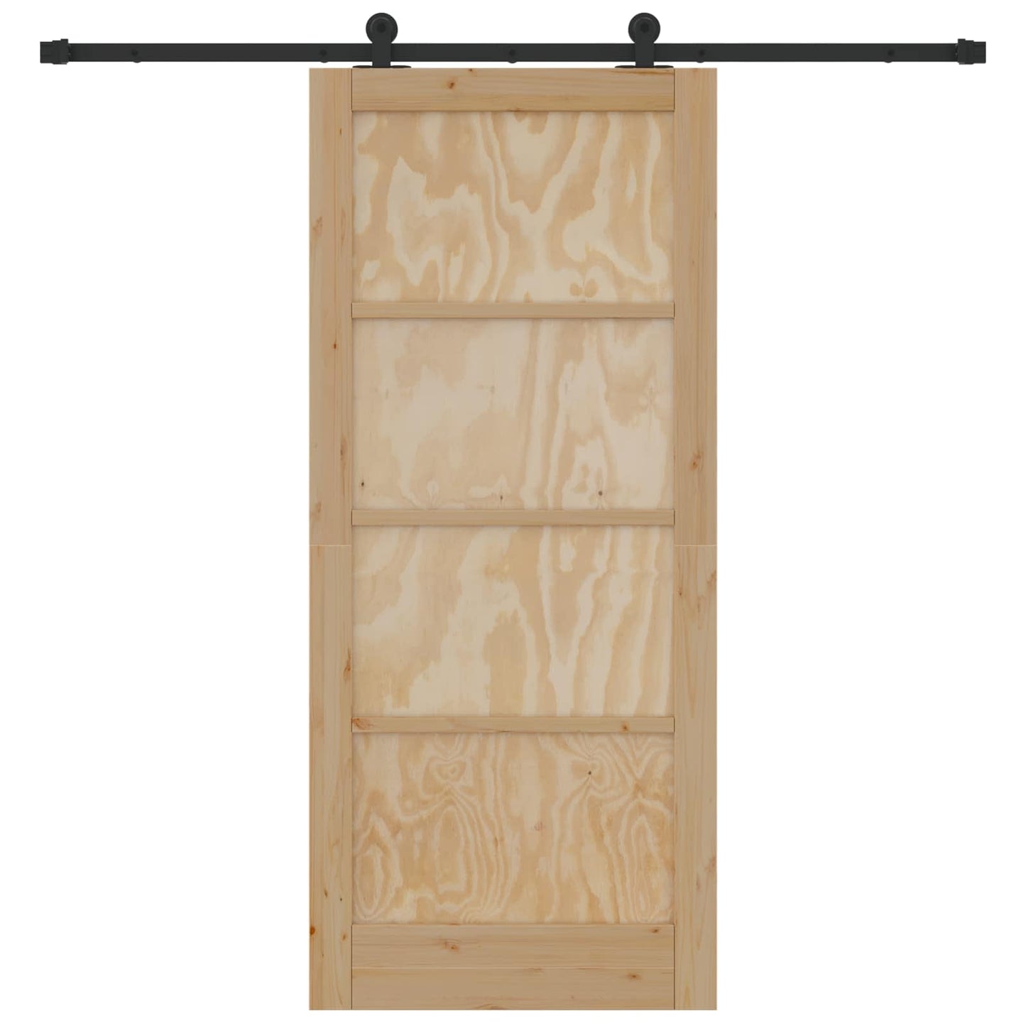 Skydedør Naturfarvet og sort 86 x 198,5 cm Massivt fyrretræ