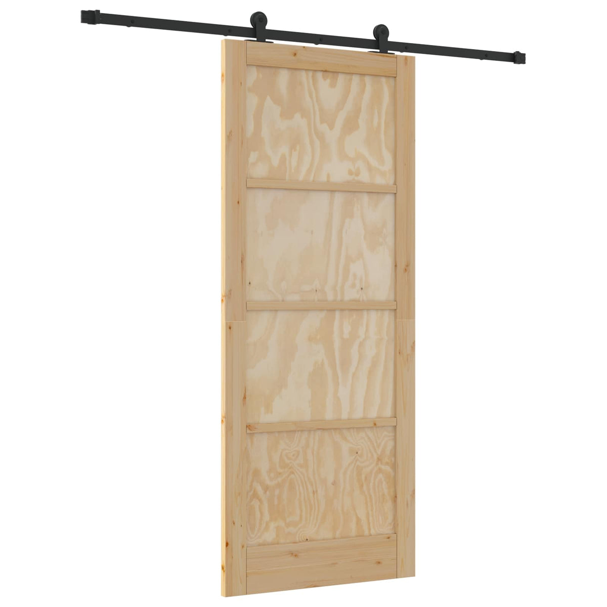 Skydedør Naturfarvet og sort 86 x 211 cm Massivt fyrretræ