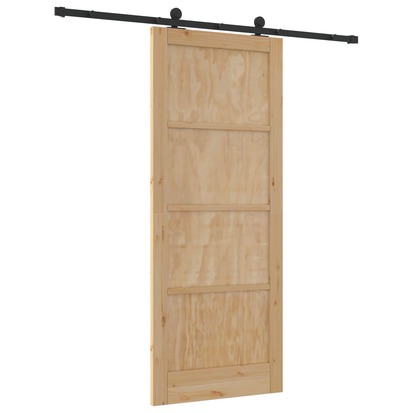 Skydedør Naturfarvet og sort 86 x 211 cm Massivt fyrretræ