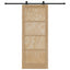 Skydedør Naturfarvet og sort 86 x 211 cm Massivt fyrretræ
