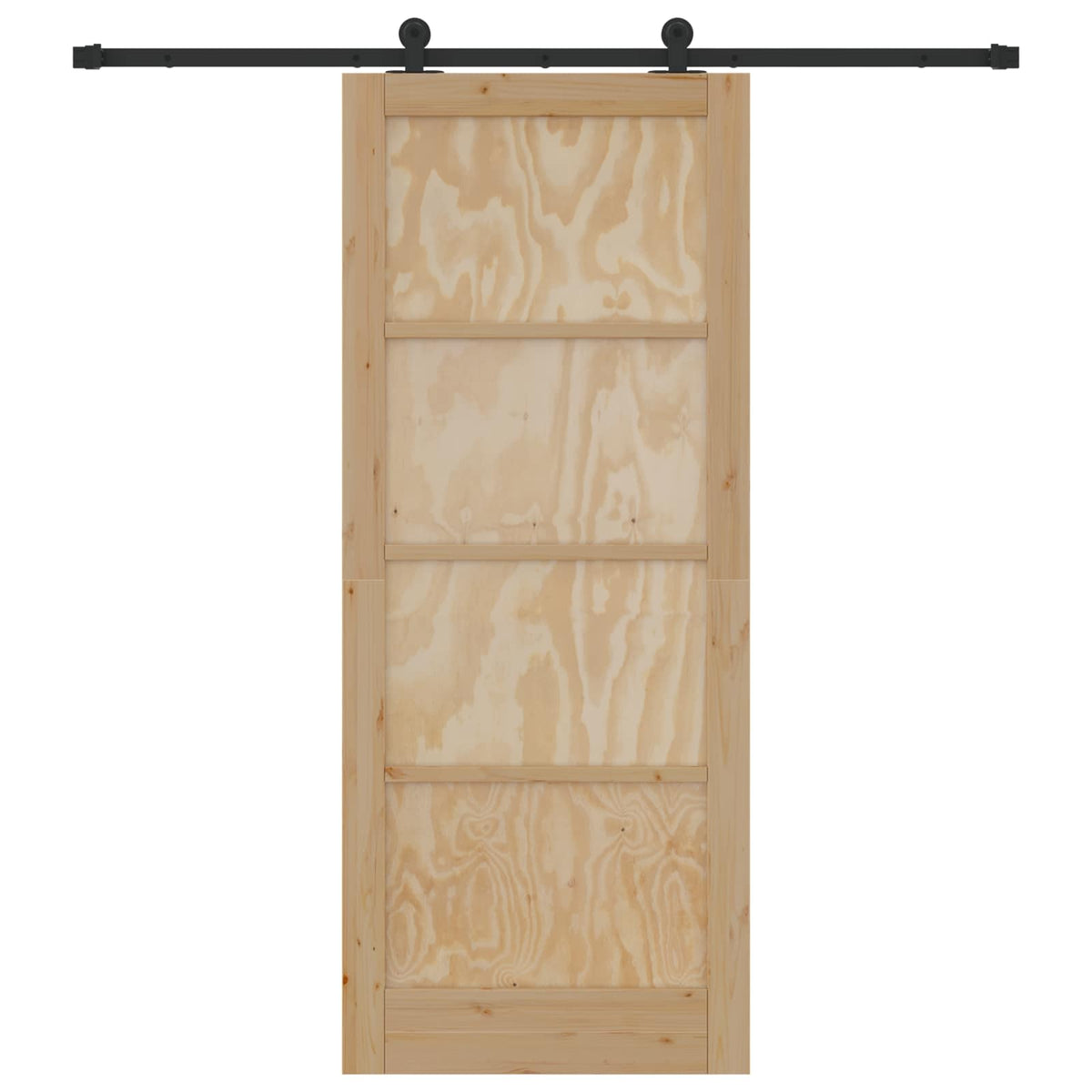 Skydedør Naturfarvet og sort 86 x 211 cm Massivt fyrretræ