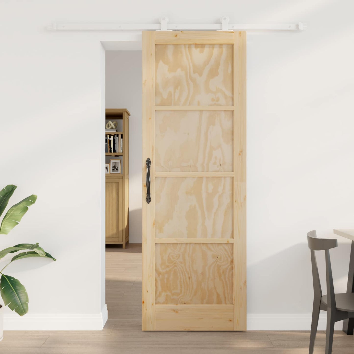 Skydedør Natur og hvid 73,5 x 211 cm Massivt fyrretræ