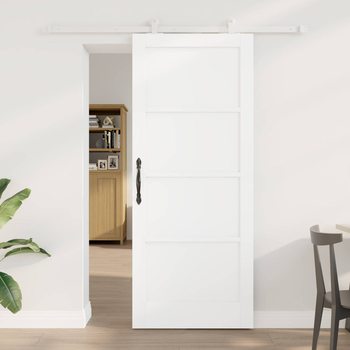 Skydedør Hvid 83 x 202 cm Massivt fyrretræ