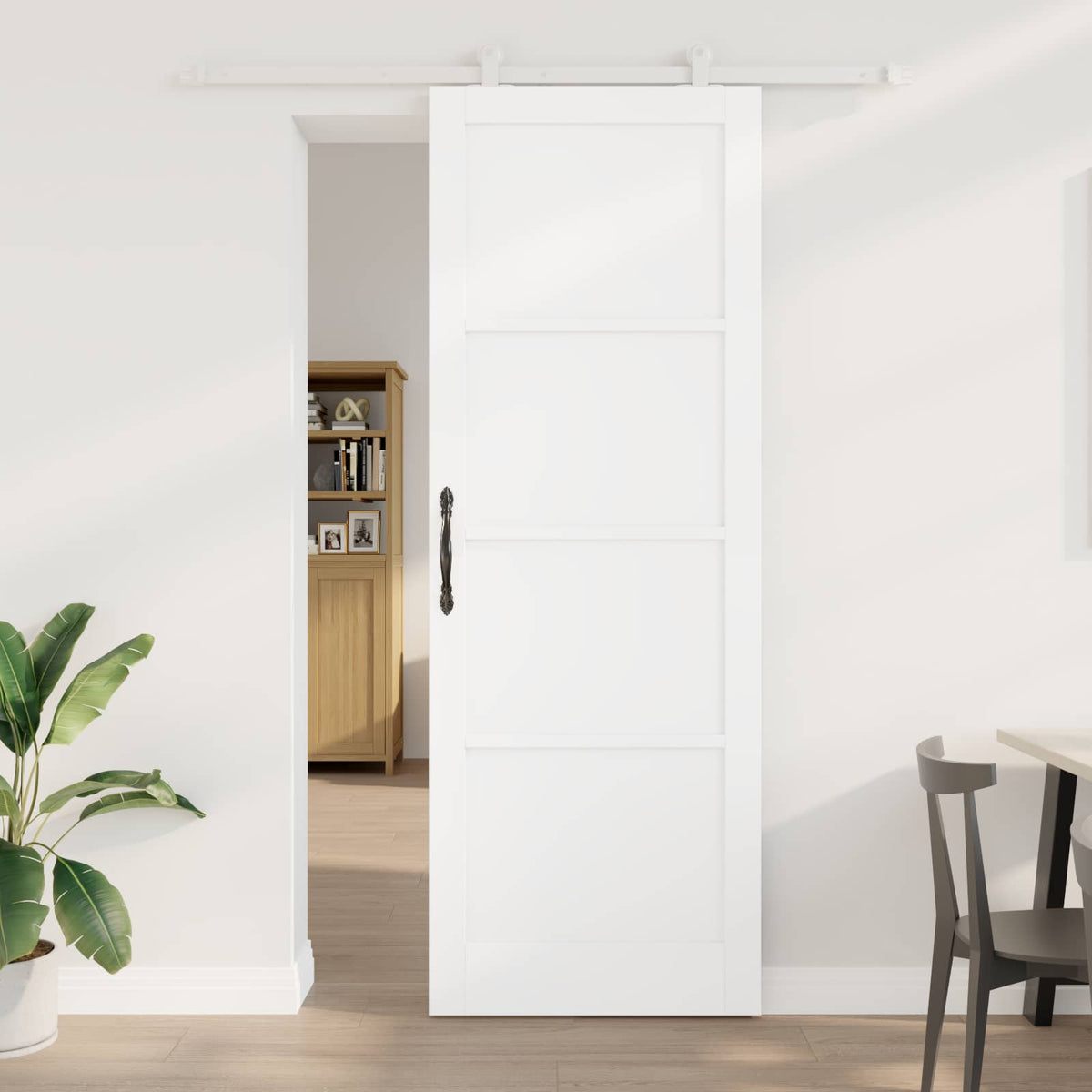 Skydedør Hvid 83 x 232 cm Massivt fyrretræ