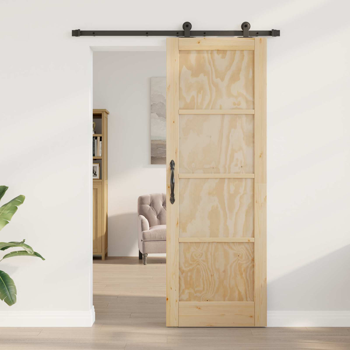 Skydedør ORKDAL 73,5 x 211 cm Massivt fyrretræ Naturfarvet