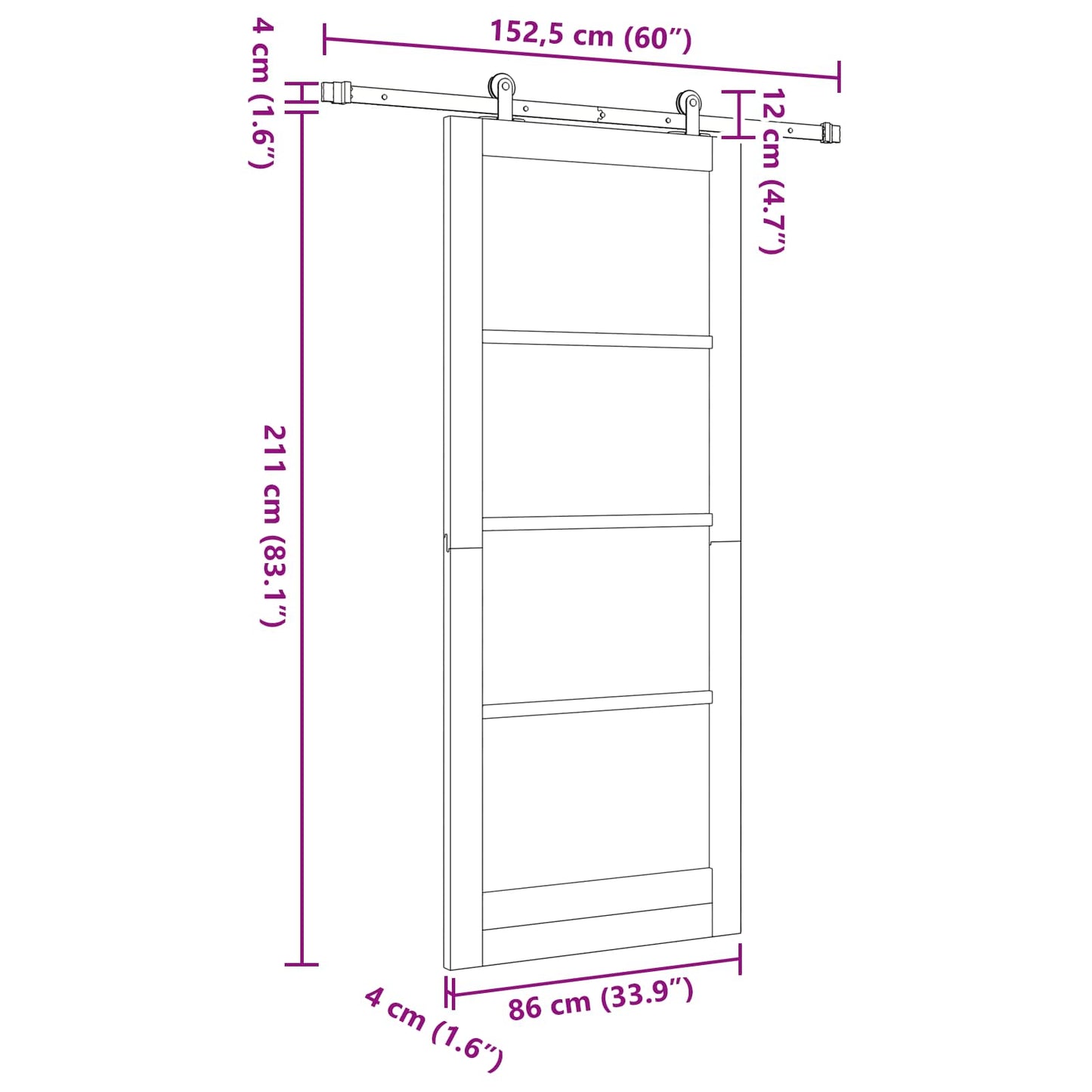 Skydedør ORKDAL 86 x 211 cm Massivt fyrretræ Naturfarvet