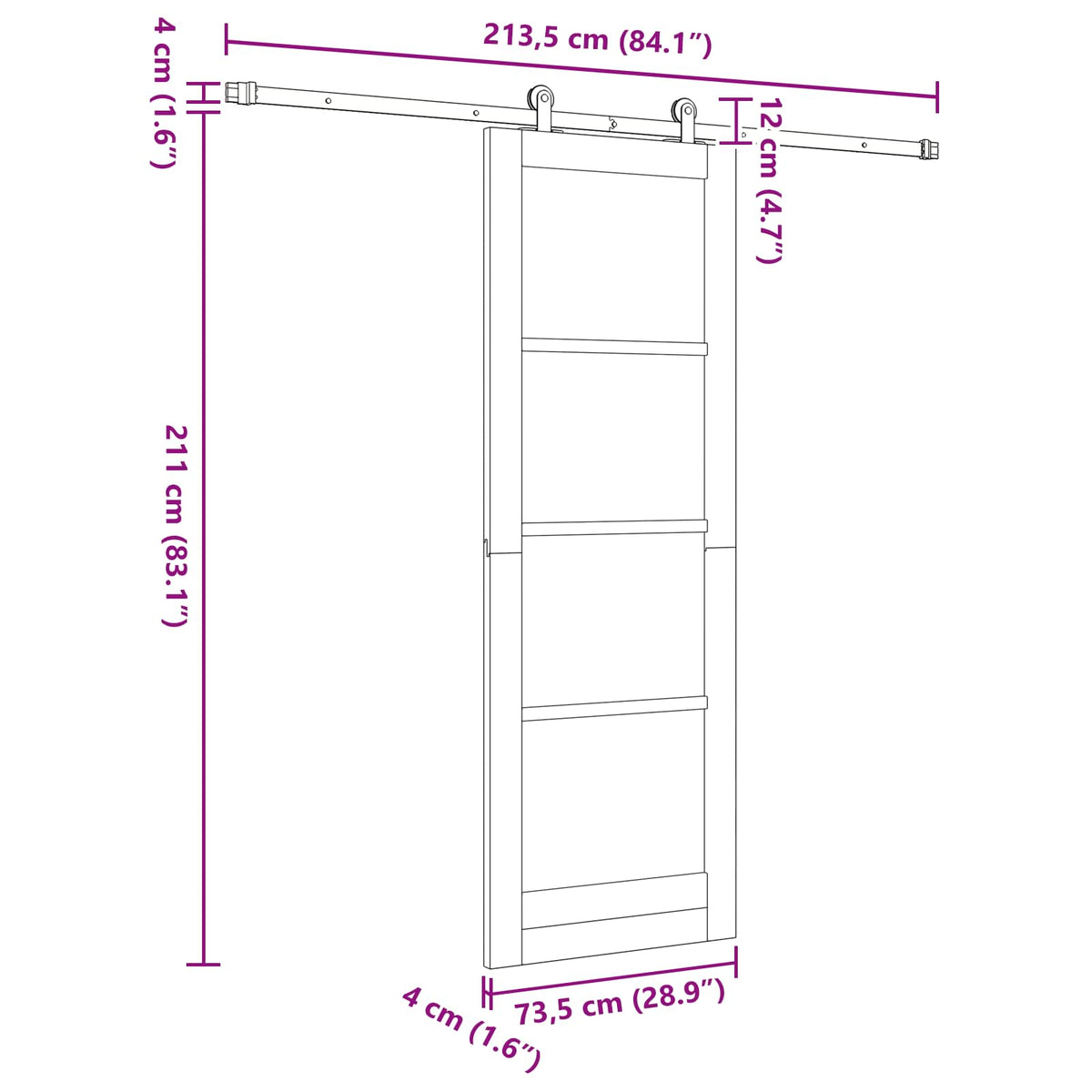 Skydedør ORKDAL 73,5 x 211 cm Massivt fyrretræ Naturfarvet