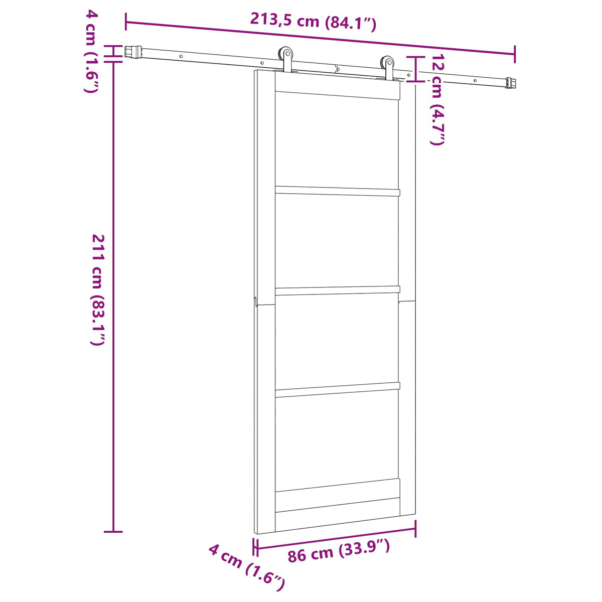 Skydedør ORKDAL 86 x 211 cm Massivt fyrretræ Naturfarvet