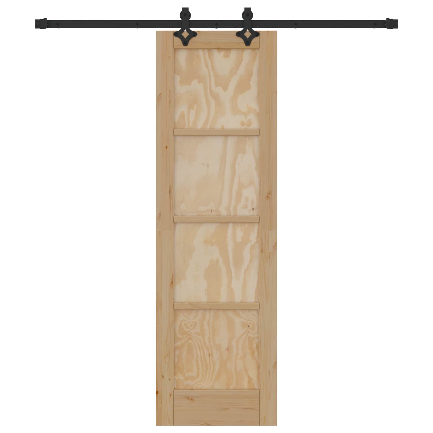 Skydedør Naturfarvet og sort 61 x 198,5 cm Massivt fyrretræ