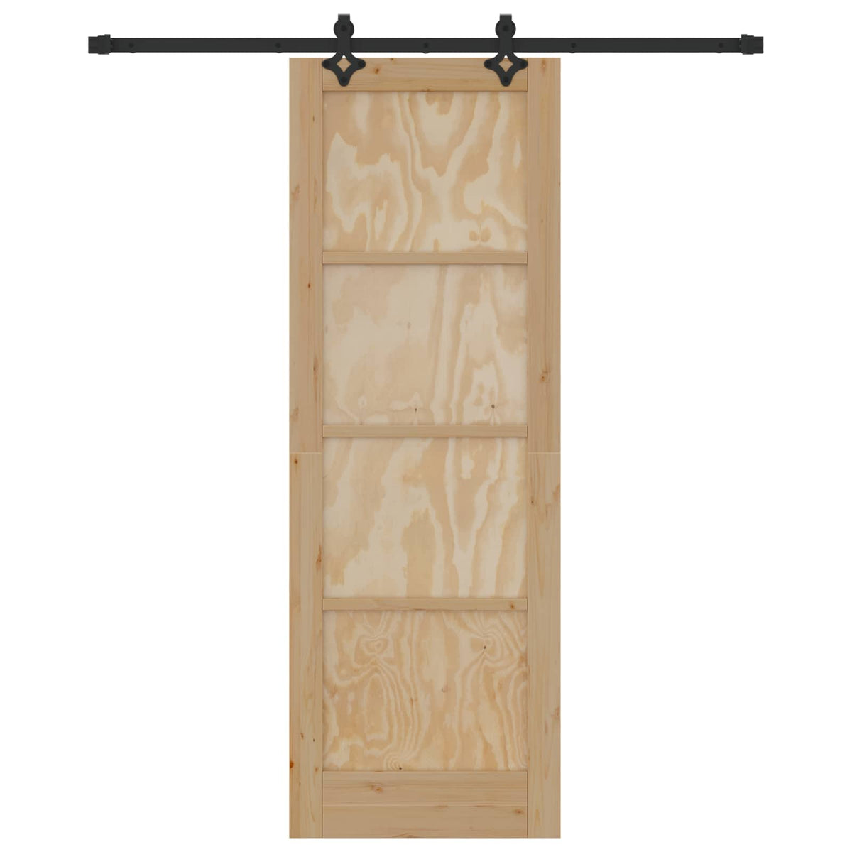 Skydedør Naturfarvet og sort 73,5 x 211 cm Massivt fyrretræ