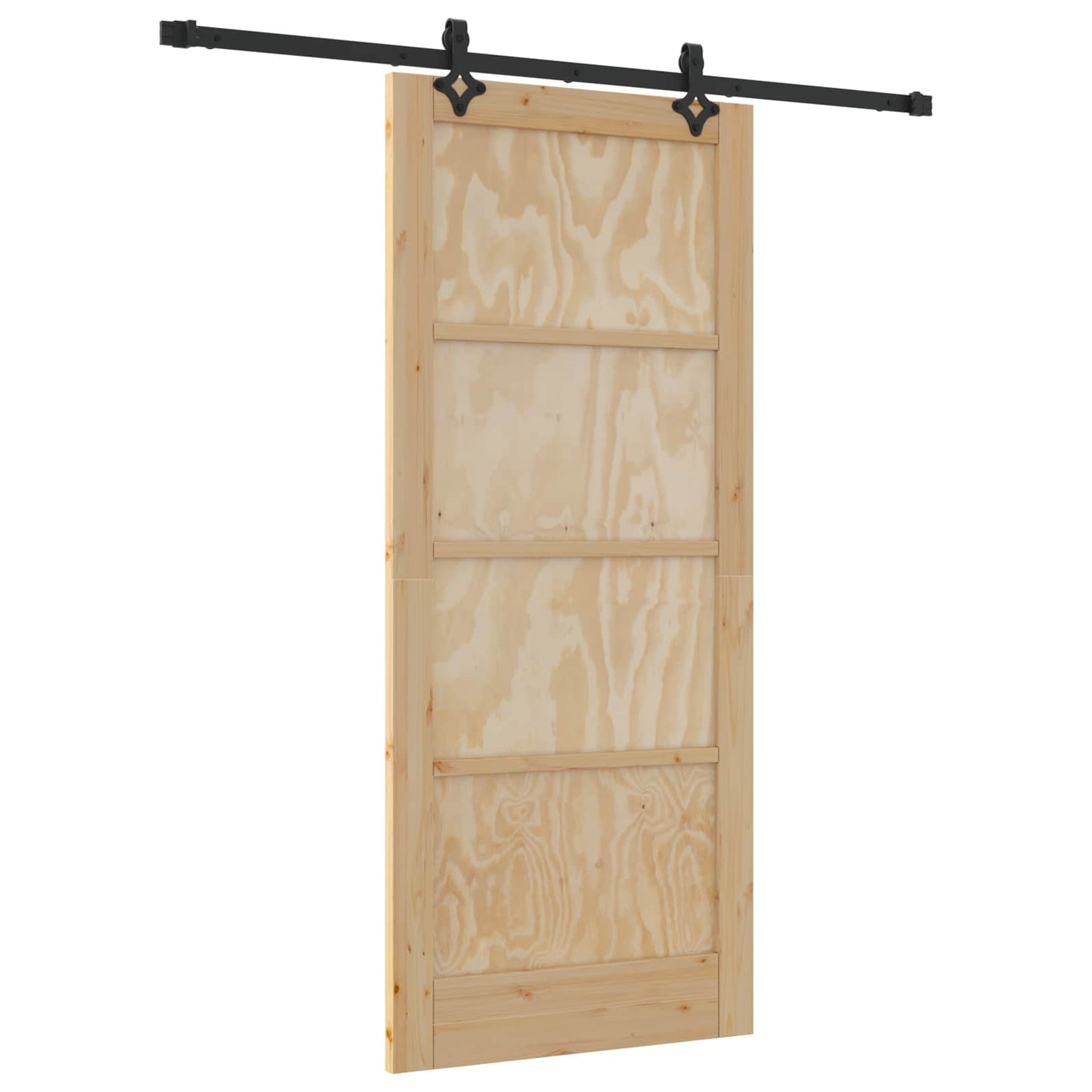 Skydedør Naturfarvet og sort 86 x 198,5 cm Massivt fyrretræ