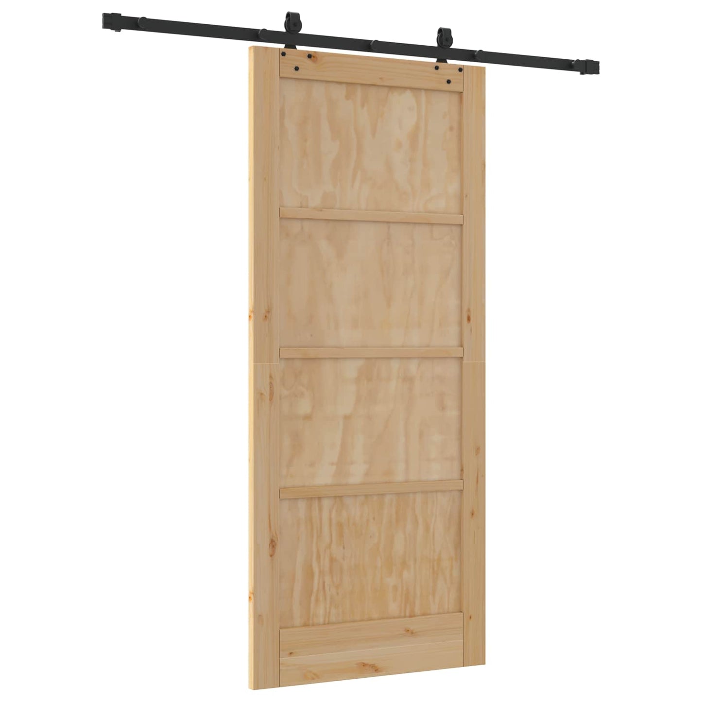 Skydedør Naturfarvet og sort 86 x 198,5 cm Massivt fyrretræ