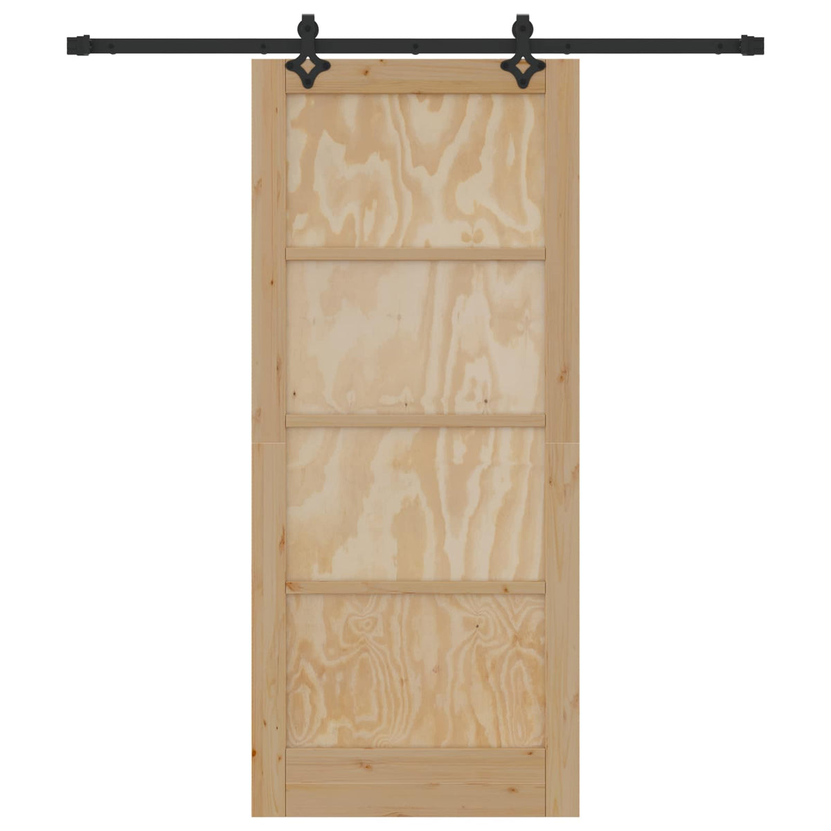 Skydedør Naturfarvet og sort 86 x 198,5 cm Massivt fyrretræ