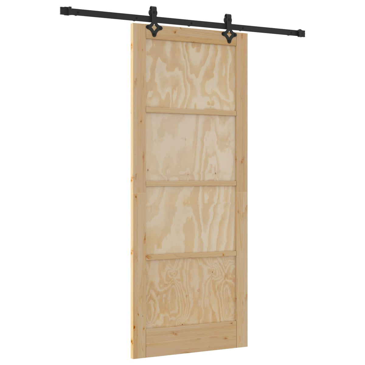 Skydedør Naturfarvet og sort 86 x 211 cm Massivt fyrretræ