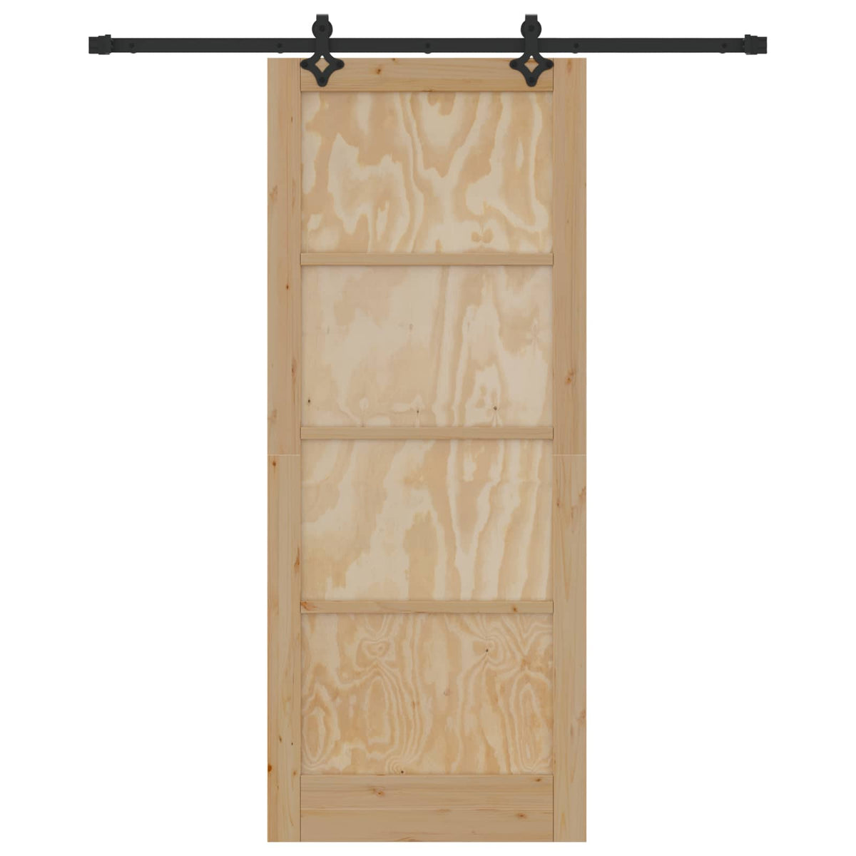 Skydedør Naturfarvet og sort 86 x 211 cm Massivt fyrretræ