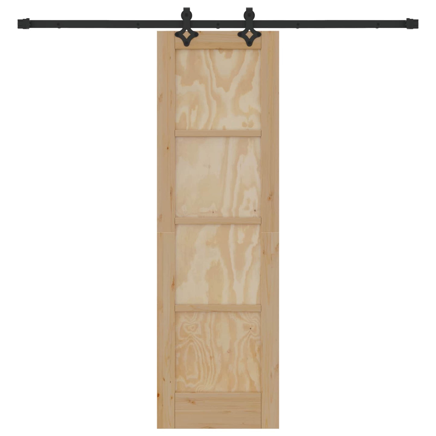 Skydedør Naturfarvet og sort 61 x 198,5 cm Massivt fyrretræ