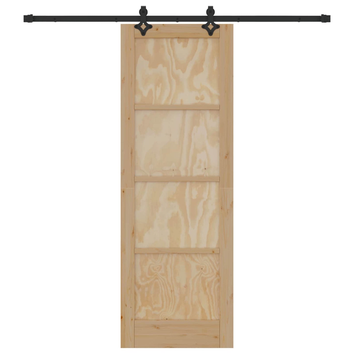 Skydedør Naturfarvet og sort 73,5 x 211 cm Massivt fyrretræ