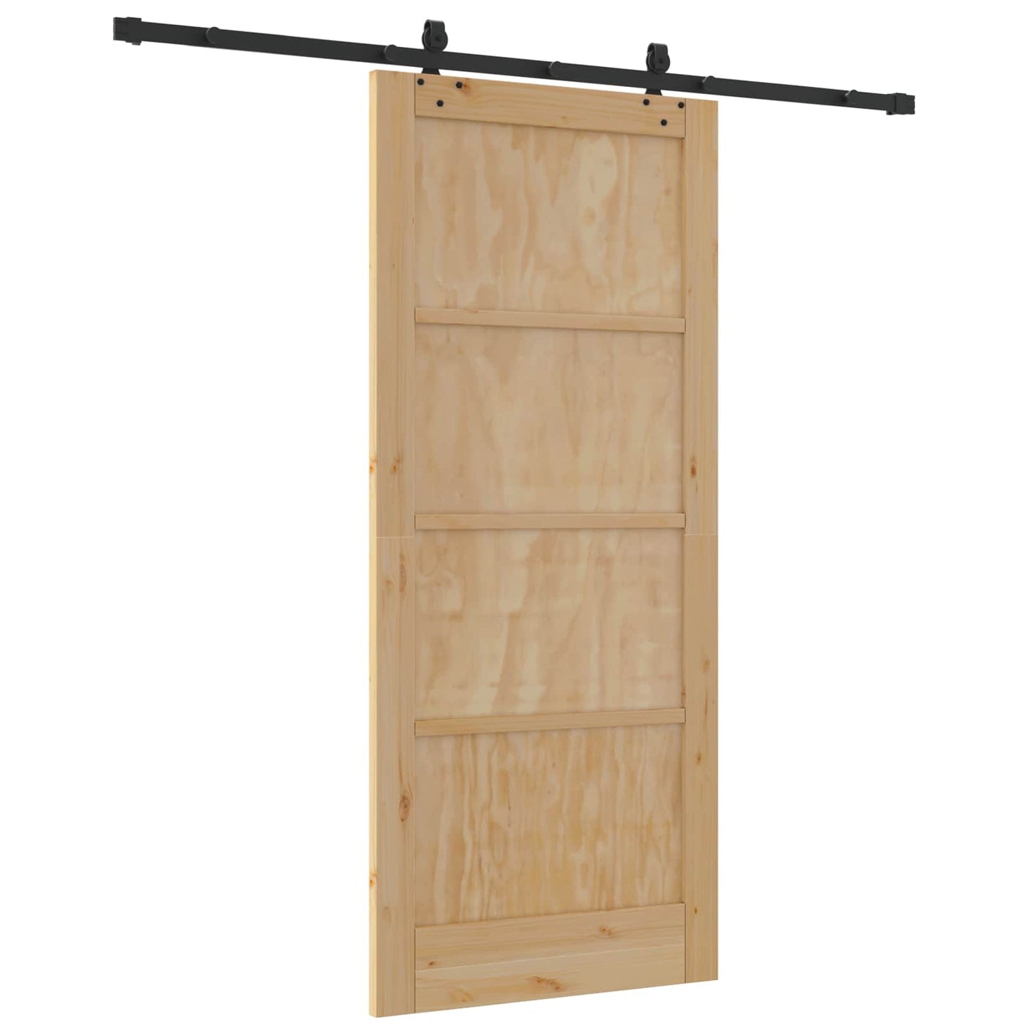 Skydedør Naturfarvet og sort 86 x 198,5 cm Massivt fyrretræ