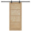 Skydedør Naturfarvet og sort 86 x 198,5 cm Massivt fyrretræ