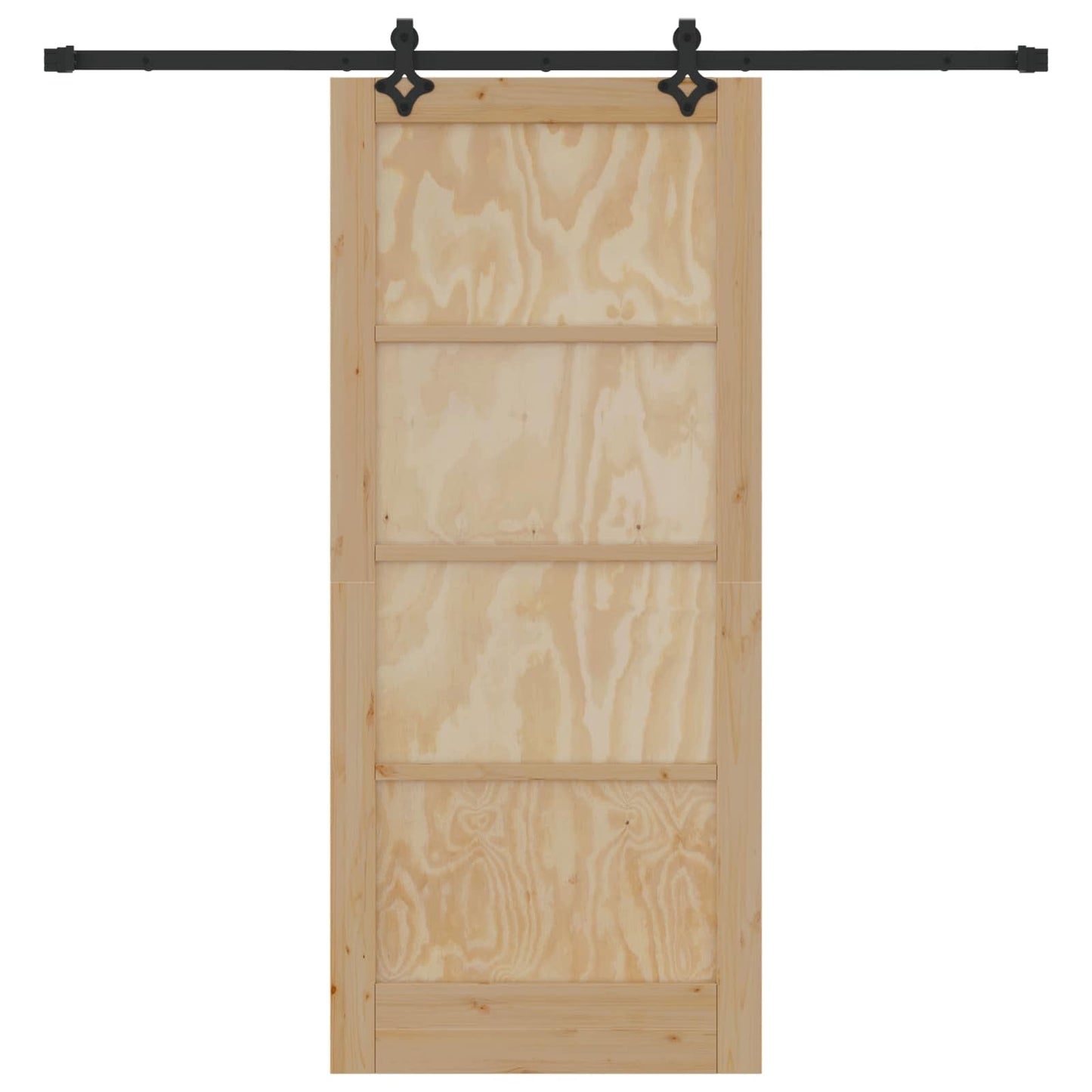 Skydedør Naturfarvet og sort 86 x 198,5 cm Massivt fyrretræ