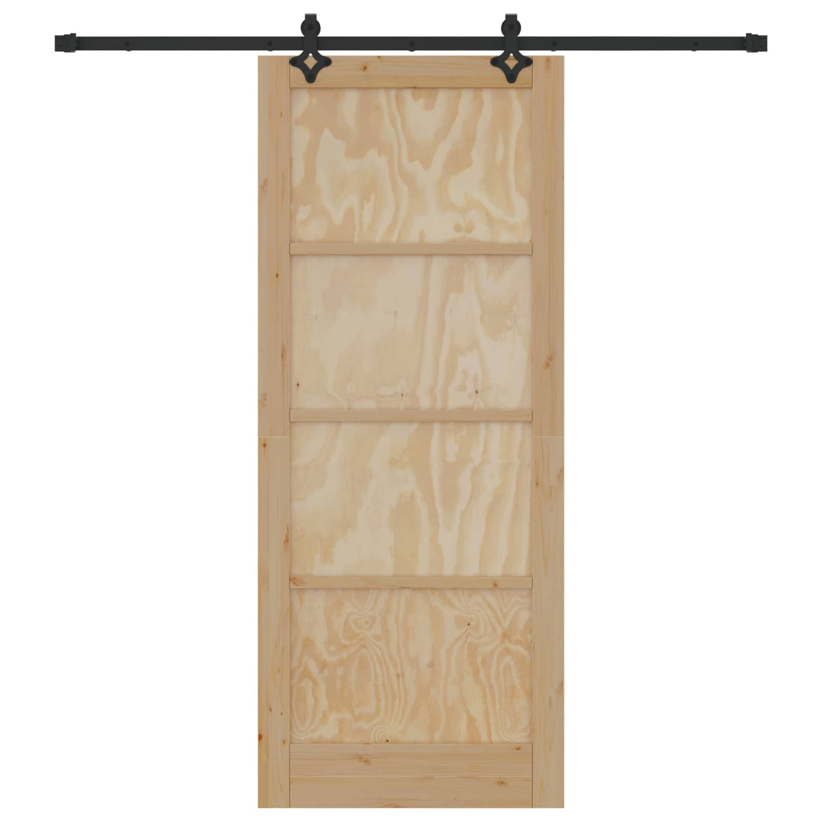 Skydedør Naturfarvet og sort 86 x 211 cm Massivt fyrretræ