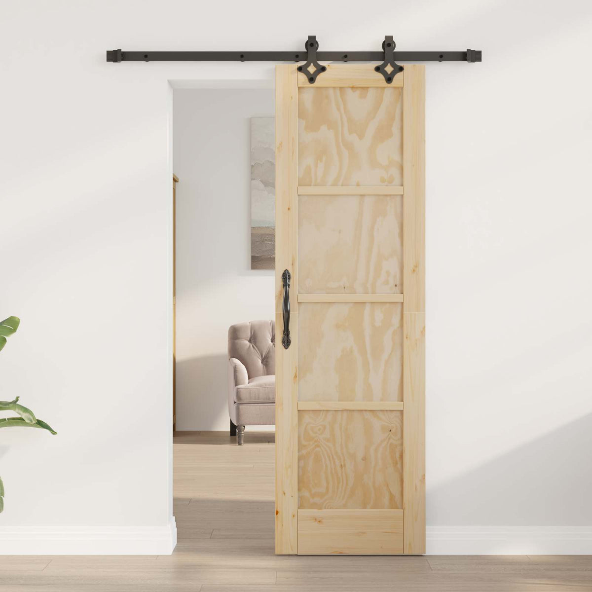 Skydedør ORKDAL 61 x 198,5 cm Massivt fyrretræ Naturfarvet