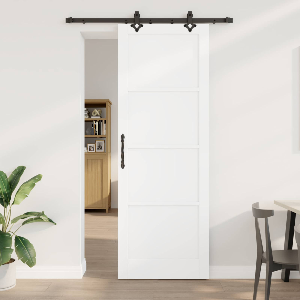 Skydedør ORKDAL 83 x 232 cm Massivt fyrretræ Hvid