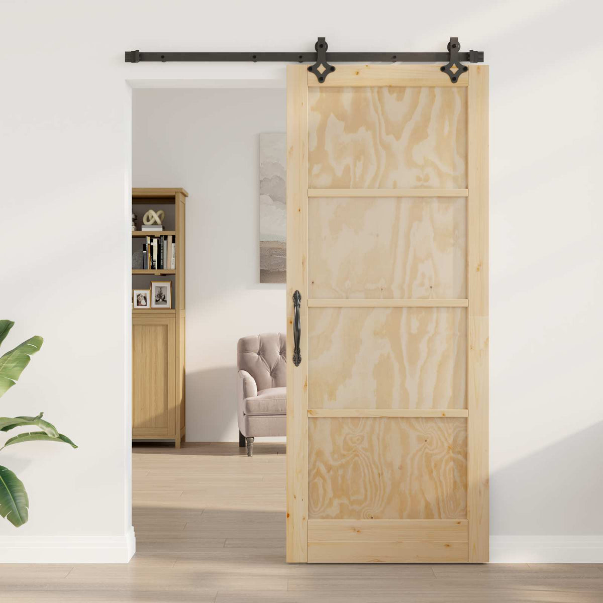 Skydedør ORKDAL 86 x 211 cm Massivt fyrretræ Naturfarvet