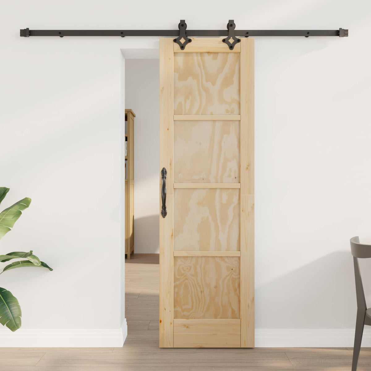 Skydedør ORKDAL 61 x 198,5 cm Massivt fyrretræ Naturfarvet